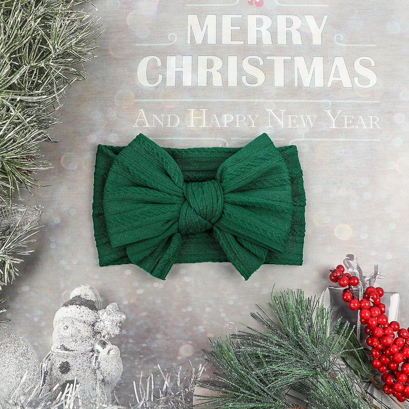 LemonSpace Store Handmade Baby Girls Headbands Bows Soft Stretchy Nylon Hair Bands Hair Accessories with Bows for Newborn Baby Girls Infant Toddlers Kids(Green) - Image 5